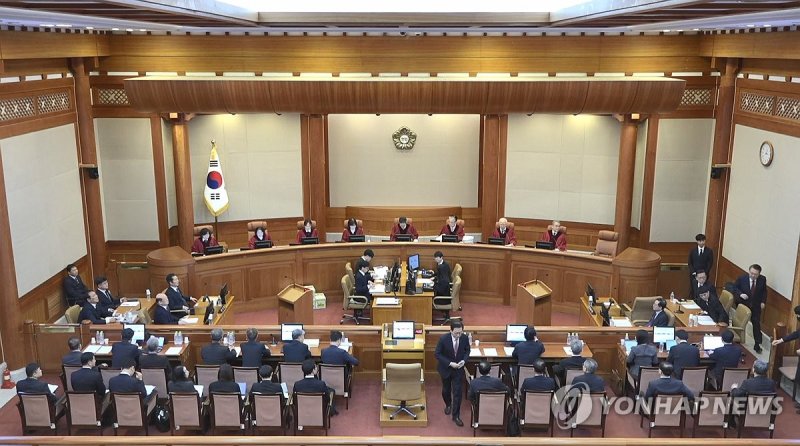 윤 대통령 탄핵심판 10차 변론 열리는 심판정 (출처=연합뉴스)