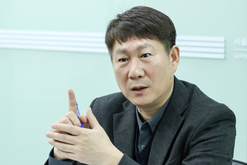 '목사방 수사'를 맡은 사이버범죄수사 2대 3팀장 조승노 경감이 13일 서울 종로구 서울경찰청에서 뉴스1과 인터뷰를 하고 있다. 2025.2.13/뉴스1 ⓒ News1 민경석 기자