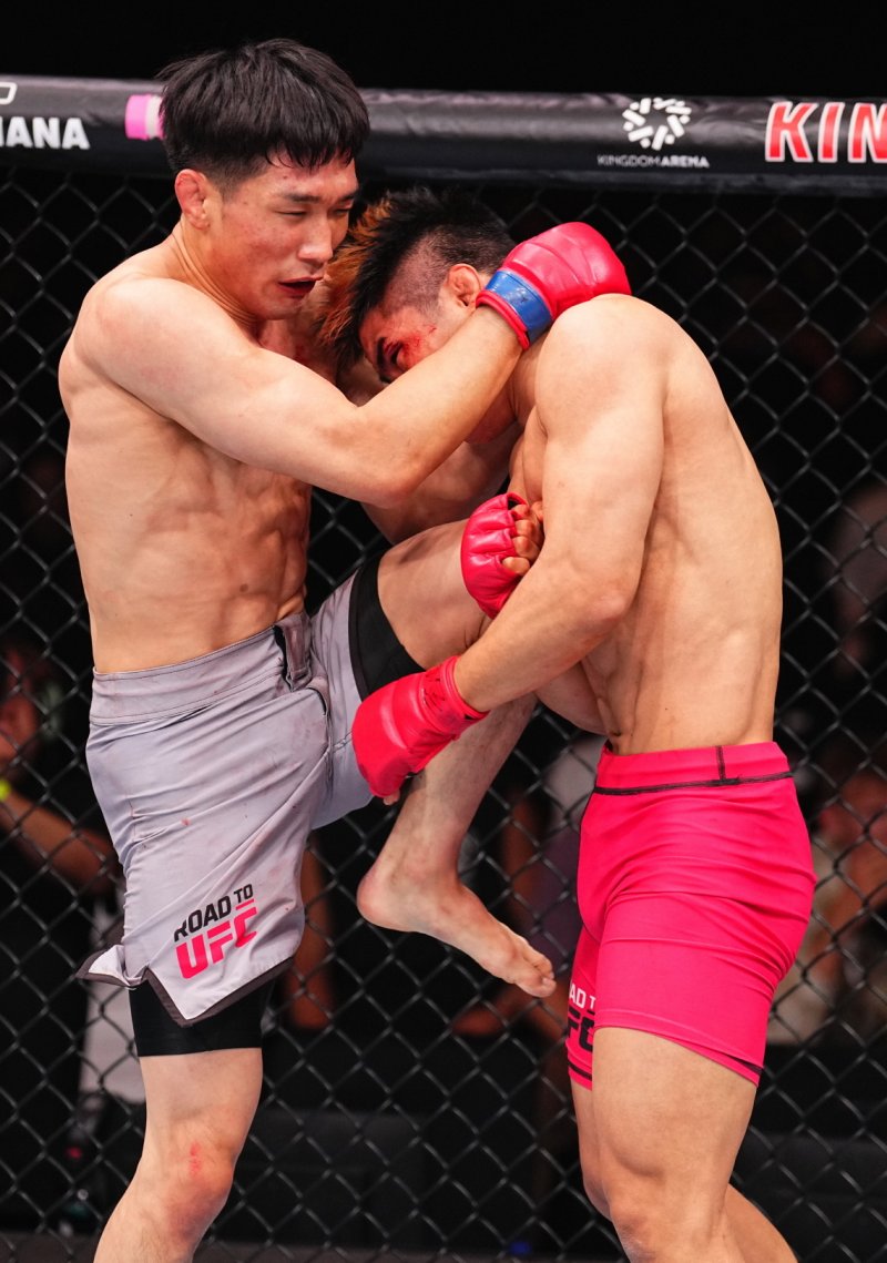 로드 투 UFC 시즌2에 참가한 이창호(왼쪽)의 경기 모습.(UFC 제공)