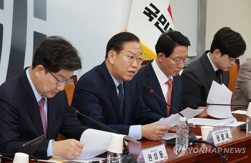 비대위회의에서 발언하는 권영세 비대위원장 (출처=연합뉴스)