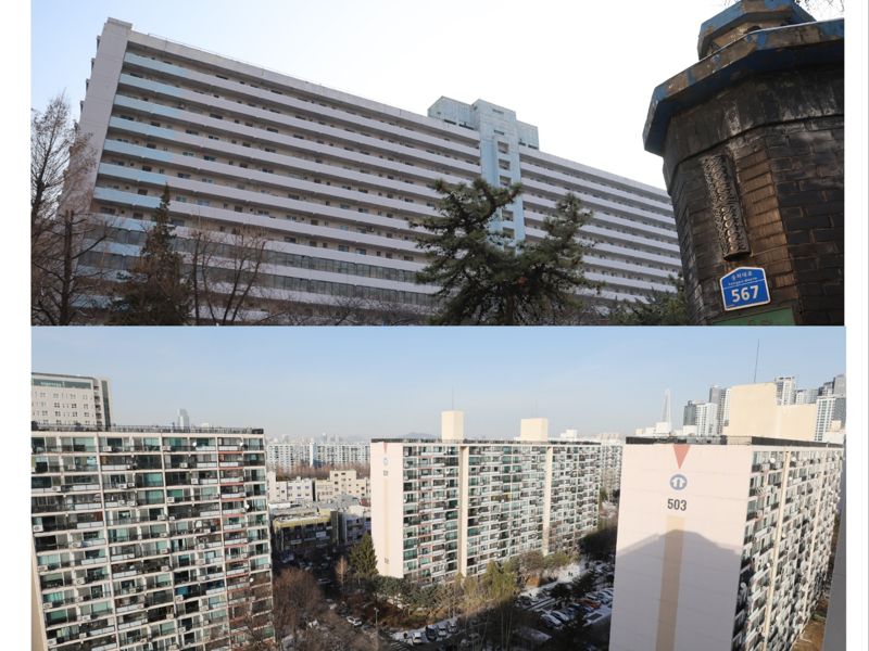 잠실주공5단지와 개포주공5단지 모습(위부터). 사진=뉴시스
