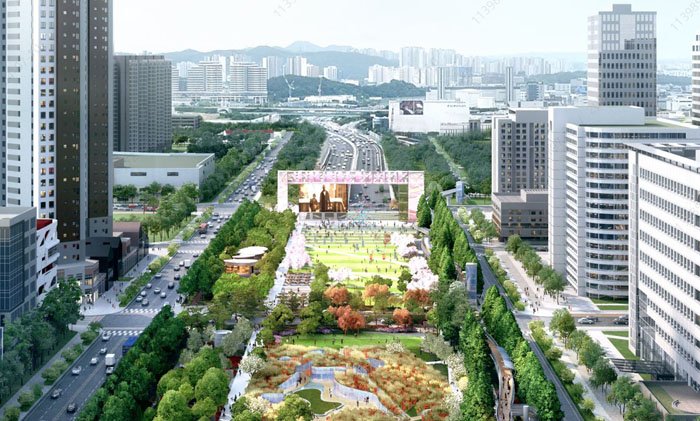 [화성=뉴시스]경부고속도로 상부공간 공원 조감도.(사진=뉴시스DB).photo@newsis.com