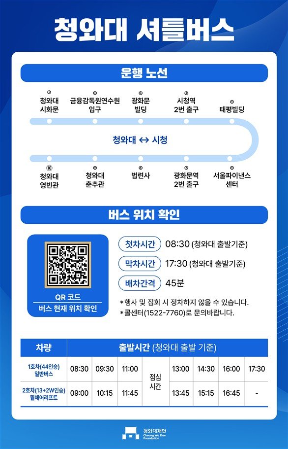 청와대 셔틀버스 노선. (청와대재단 제공) *재판매 및 DB 금지