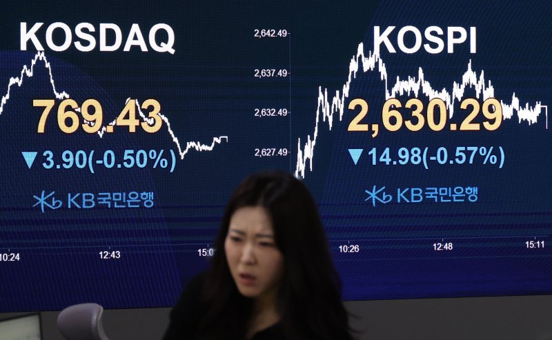 25일 오후 서울 여의도 KB국민은행 스마트딜링룸에서 딜러들이 업무를 보고 있다. 사진=뉴시스