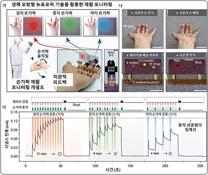 [대전=뉴시스] 뉴로모픽 기술 기반의 손가락 재활 모니터링 개념 및 구동 결과도.(사진=연세대학교 박철민 교수 제공) *재판매 및 DB 금지