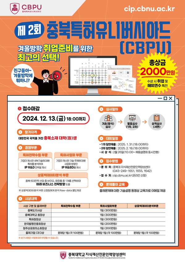 특허청-충북대 '충북 특허유니버시아드 대회' 시상식 개최