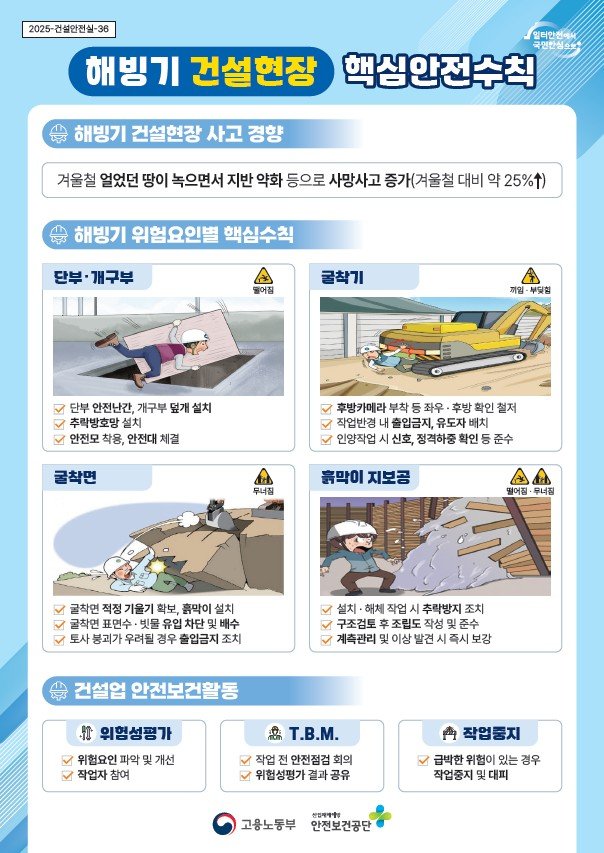 [서울=뉴시스] 해빙기 건설현장 핵심안전수칙. 2025.02.26. (자료=고용노동부 제공) *재판매 및 DB 금지