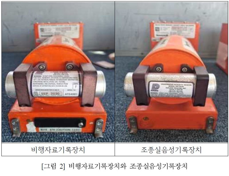 [부산=뉴시스] 국토교통부 항공철도사고조사위원회가 지난 26일 공개한 예비보고서. 비행자료기록장치(FDR)와 조종실음성기록장치(CVR) 모습. (사진=항공철도사고조사위원회 예비보고서 캡처) 2025.02.27. photo@newsis.com *재판매 및 DB 금지
