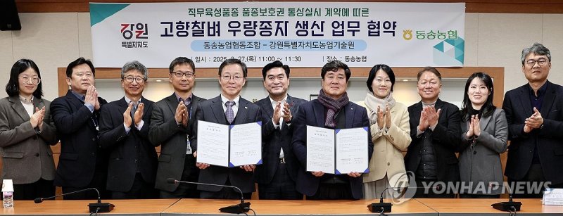 강원농업기술원·동송농협, '고향찰벼' 생산 업무협약 (출처=연합뉴스)