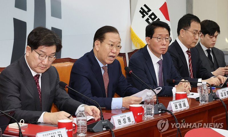 비대위 회의서 발언하는 권영세 비대위원장 (출처=연합뉴스)