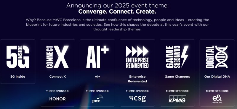 MWC 2025의 주요 키워드 (MWC 공식 홈페이지 화면 갈무리)