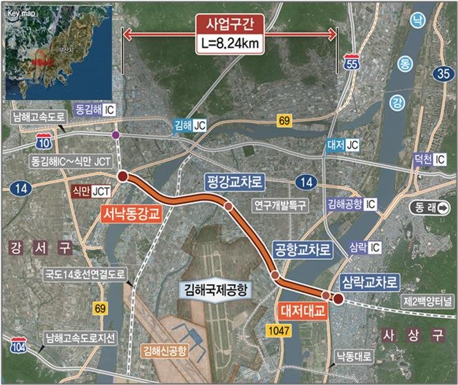 [부산=뉴시스] 대저대교 건설사업 위치도(사진=부산시 제공) photo@newsis.com *재판매 및 DB 금지