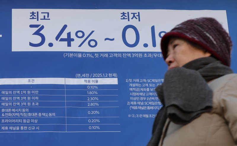 지난 20일 서울 한 은행에 예금 금리 안내문이 걸려 있다. (자료사진) /뉴스1 ⓒ News1 박세연 기자