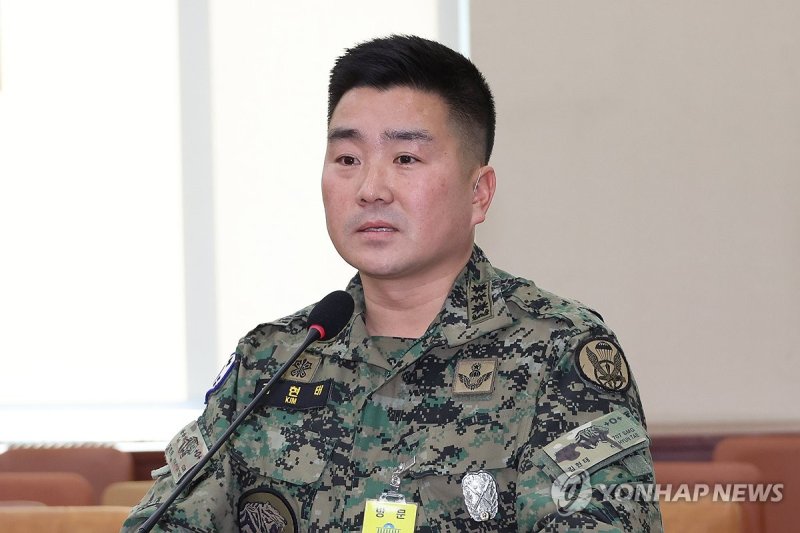 국방위 현안질의에 답하는 김현태 특임단장 (출처=연합뉴스)