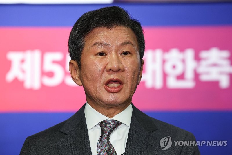 소감 밝히는 정몽규 축구협회장 (출처=연합뉴스)