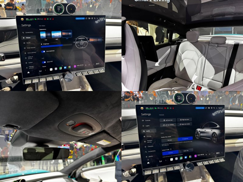 [바르셀로나(스페인)=뉴시스] 심지혜 기자 = 3일(현지 시간) 오전 스페인 바르셀로나에서 열린 MWC 25 샤오미 부스에 전시된 전기차 '샤오미 SU7' 내부. 2025.03.03. siming@newsis.com