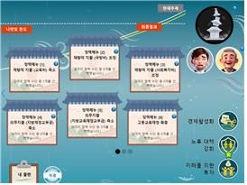 나라살림 게임 정책메뉴 선택 화면.