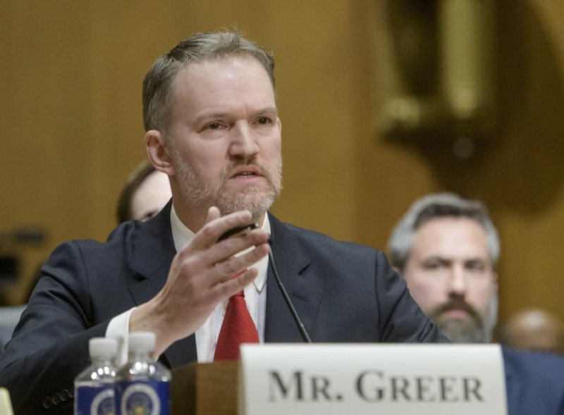 [워싱턴=AP/뉴시스] 제이미슨 그리어 미국 무역대표부(USTR) 대표 지명자가 6일 상원 금융위원회에 청문회에서 발언하고 있다.2025.02.27 *재판매 및 DB 금지