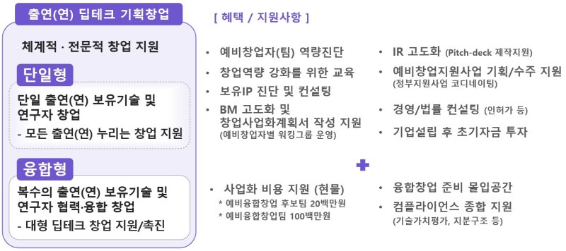 기획창업 유형 분류(NST 제공)