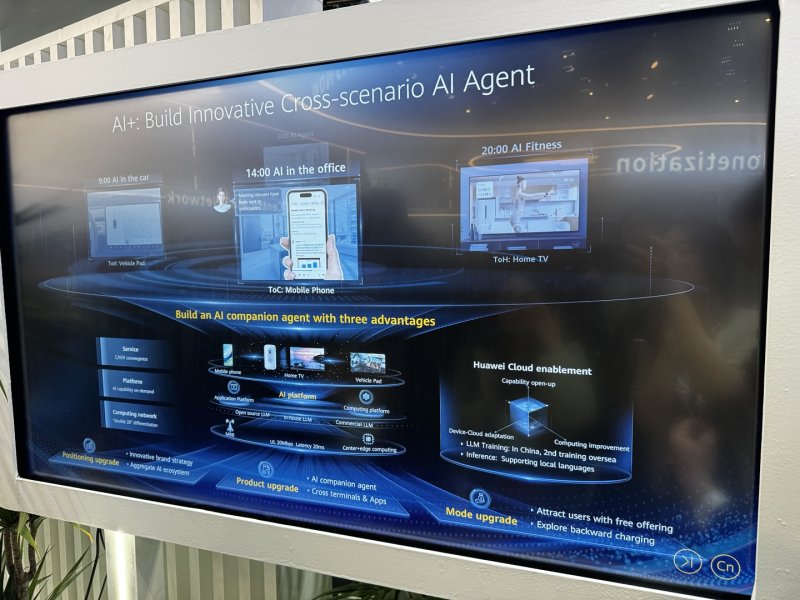 [바르셀로나(스페인)=뉴시스]MWC 2025 화웨이 부스에 신규 AI 솔루션들이 전시돼있다. (사진=심지혜 기자)