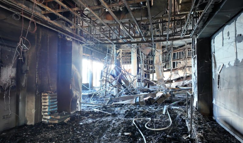 지난 14일 불이 난 부산 기장군 반얀트리 호텔 신축공사장 내부 모습.(윤건영 국회의원실 제공. 재판매 및 DB 금지).2025.2.20/뉴스1