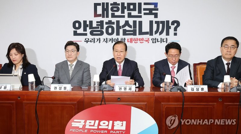 비대위원 회의서 발언하는 권영세 비대위원장 (출처=연합뉴스)