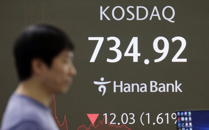 6일 오후 서울 중구 하나은행 본점 딜링룸 전광판에 코스닥이 표시되고 있다. 2025.3.6/뉴스1 ⓒ News1 김명섭 기자