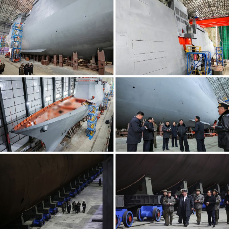 (평양 노동신문=뉴스1) = 북한 노동당 기관지 노동신문은 8일 김정은 북한 노동당 총비서가 "중요 조선소들의 함선 건조 사업을 현지에서 료해(점검)하고 선박 공업의 획기적 발전을 위한 전략적 방침을 제시했다＂고 8일 보도했다. [국내에서만 사용가능. 재배포 금지. DB 금지. For Use Only in the Republic of Korea. Redistribution Prohibited] rodongphoto@news1.kr