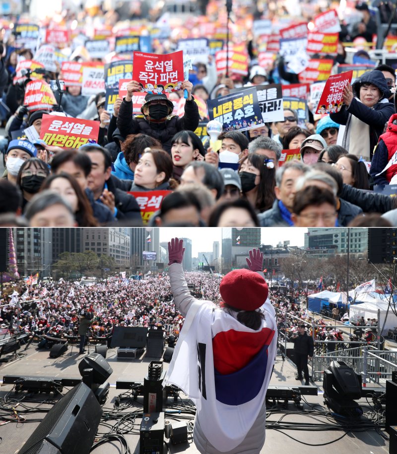 [서울=뉴시스] 김선웅 기자 = 윤석열 대통령에 대한 헌법재판소의 토토 랜드심판 선고가 임박한 8일 서울 종로구 일대에서 토토 랜드 찬·반 집회가 각각 열리고 있다. 2025.03.08. mangusta@newsis.com