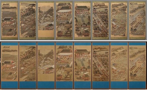 '평안감사도과급제자환영도'의 보존 처리 전(위)과 후(아래) (출처=연합뉴스)