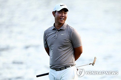그린에서 활짝 웃는 김주형. (출처=연합뉴스)