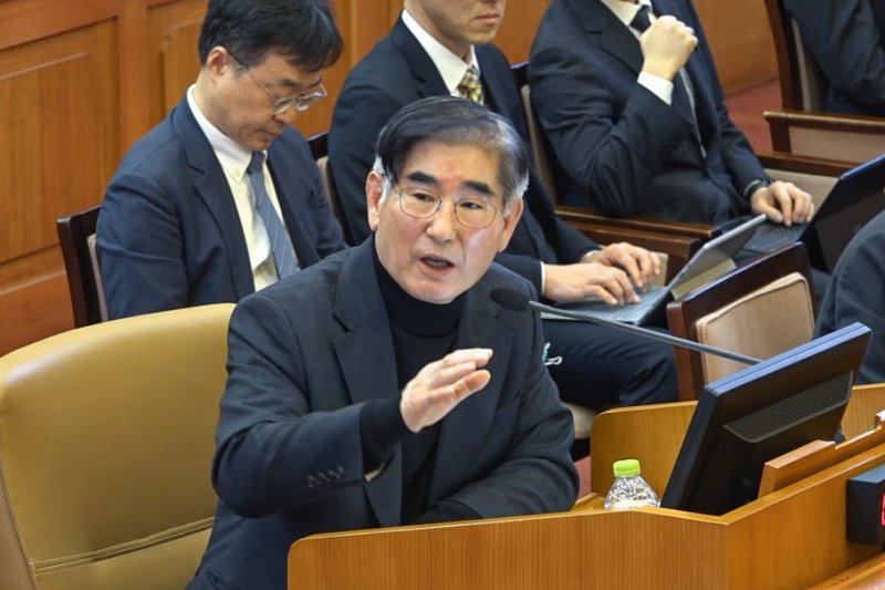 김용현 전 국방부 장관이 23일 오후 서울 종로구 헌법재판소에서 열린 윤석열 대통령 탄핵심판 4차변론에 증인으로 출석해 발언하고 있다. (헌법재판소 제공) 2025.1.23/뉴스1