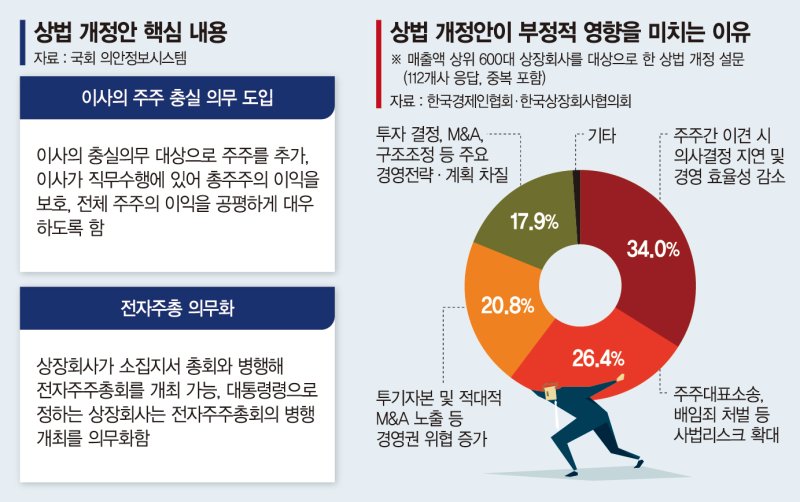 "미래 투자·빅딜 어려워져"… 상법 개정에 재계 거부권 촉구