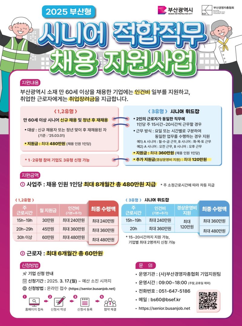 [부산=뉴시스] '부산형 시니어 적합직무 채용 지원사업' 포스터. (그림=부산시 제공) 2025.03.17. photo@newsis.com *재판매 및 DB 금지