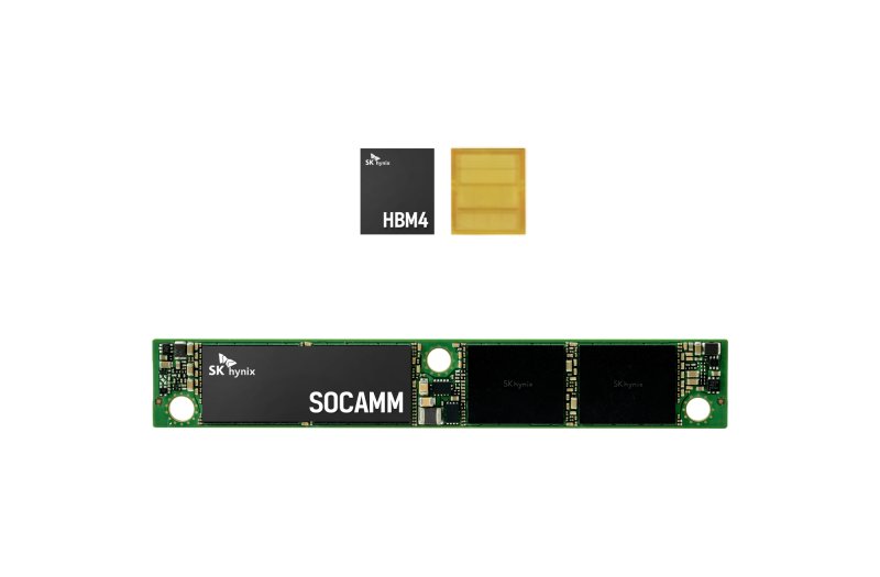 SK하이닉스가 GTC 2025에 전시한 HBM4(모형)와 SOCAMM(SK하이닉스 제공)