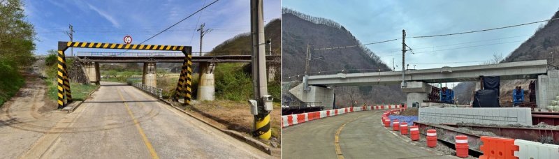 태백선 서강천교 철도교량 교체 전후 (출처=연합뉴스)