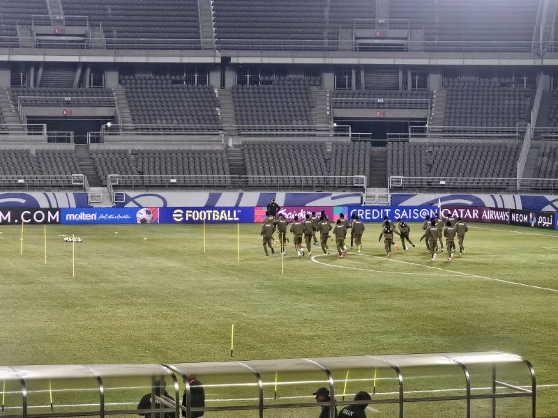 [고양=뉴시스] 김진엽 기자= 한국과 2026 국제축구연맹(FIFA) 북중미 월드컵 아시아 지역 3차 예선 7차전을 앞둔 오만 남자 축구 대표팀이 19일 고양종합운동장에서 경기 전 공식 훈련을 하고 있다. wlsduq123@newsis.com 2025.03.19.
