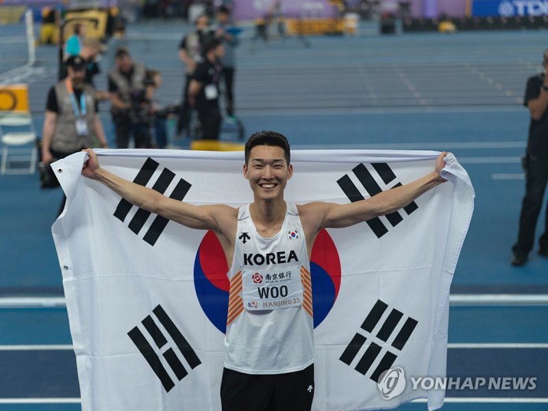 우상혁, 세계실내육상선수권 높이뛰기 우승 (출처=연합뉴스)