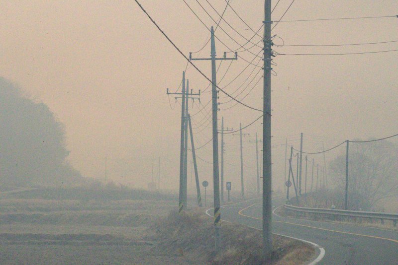 22일 오전 시작된 경북 의성군 안평면 산불로 인해 연기가 하늘을 뒤덮고있다.2025.3.23/뉴스1 ⓒ News1 신성훈 기자