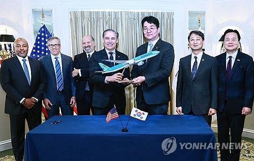 대한항공-보잉·GE에어로스페이스 간 협력강화를 위한 서명식 (출처=연합뉴스)