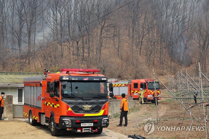 민가 코 앞까지 내려온 불 (출처=연합뉴스)