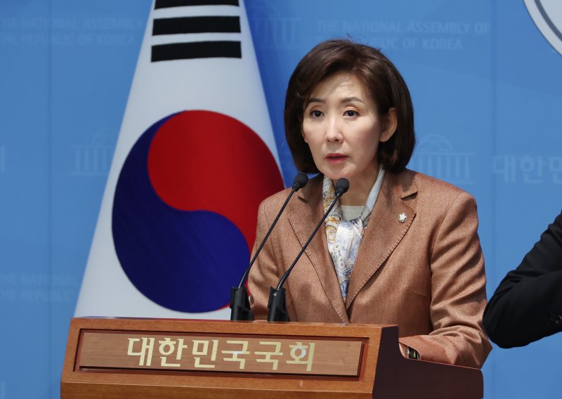 [서울=뉴시스] 고승민 기자 = 나경원 국민의힘 의원이 19일 서울 여의도 국회 소통관에서 현안 기자회견을 하고 있다. 2025.03.19. kkssmm99@newsis.com