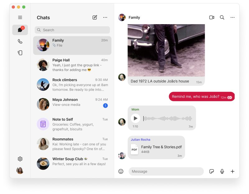 [서울=뉴시스] 메신저 앱 '시그널' 대화 예시 (사진=시그널 제공) *재판매 및 DB 금지