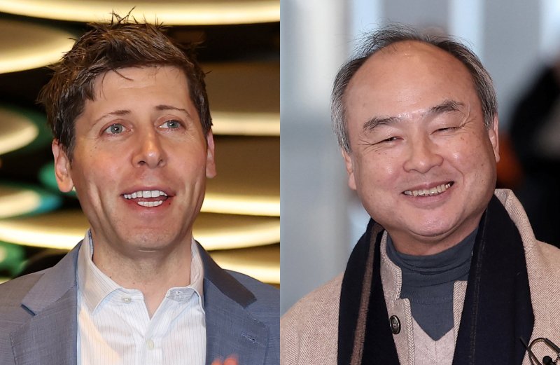 4일 서울 서초구 삼성전자 사옥에서 삼성전자 이재용 회장은 AI 인프로 프로젝트 '스타게이트'를 추진하고 있는 미국 오픈 AI의 샘 올트먼 최고경영자(CEO), 일본 소프트뱅크의 손정의 회장이 3자 회동을 했다. 사진은 이날 오전 오픈AI-카카오 기자간담회에 참석한 샘 올트먼(왼쪽)과 삼성전자 사옥에서 열린 3자 회동에 참석하는 손정의 회장. 2025.2.4/뉴스1 ⓒ News1 오대일 기자, 김성진 기자