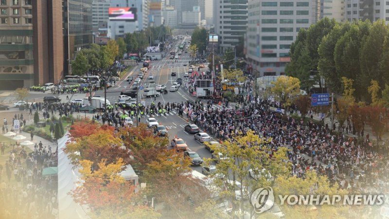 서울 도심 '보수'vs'진보' 집회…교통 혼잡 극심 (CG) (출처=연합뉴스)