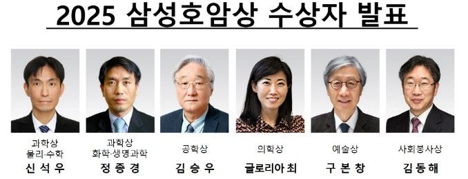 삼성호암상 수학자 신석우·세포생물학자 정종경 교수 등 6명