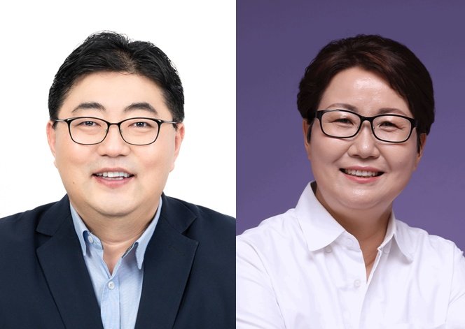 [수원=뉴시스] 사진 왼쪽부터 더불어민주당 성남6 김진명 경기도의원 당선자, 군포4 성복임 당선자. (사진=중앙선거관리위원회 제공) 2025.04.02. photo@newsis.com *재판매 및 DB 금지