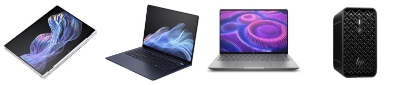 왼쪽부터 HP 엘리트북 X 플립 G1i 14인치·HP 엘리트북 울트라 G1i 14인치·HP ZBook 울트라 G1a·HP Z2 미니 G1a(HP코리아 제공)