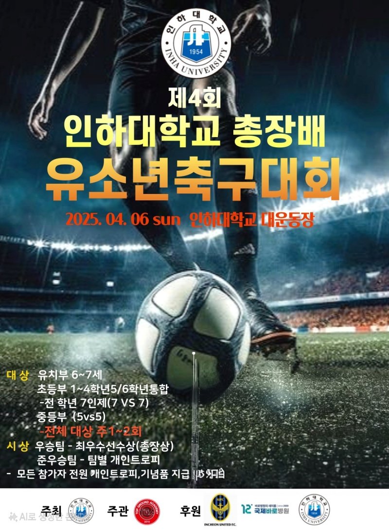 인하대 총장배 인천FC 유소년 축구대회 안내문.(인하대 제공. 재판매 및 DB금지)20245.4.4/뉴스1