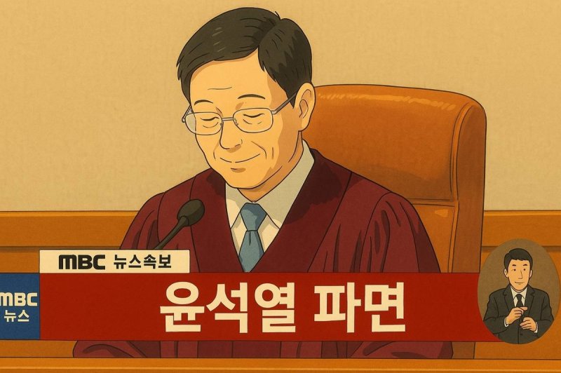 한 누리꾼이 생성형 인공지능으로 제작한 파면 속보 이미지 (출처=연합뉴스)